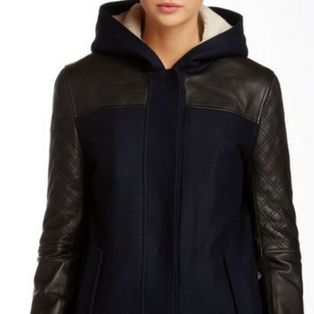 NWT DOMA VARSITY COLLEGE FAUX FUR‎ LINED HOODED JACKET SZ L NEW